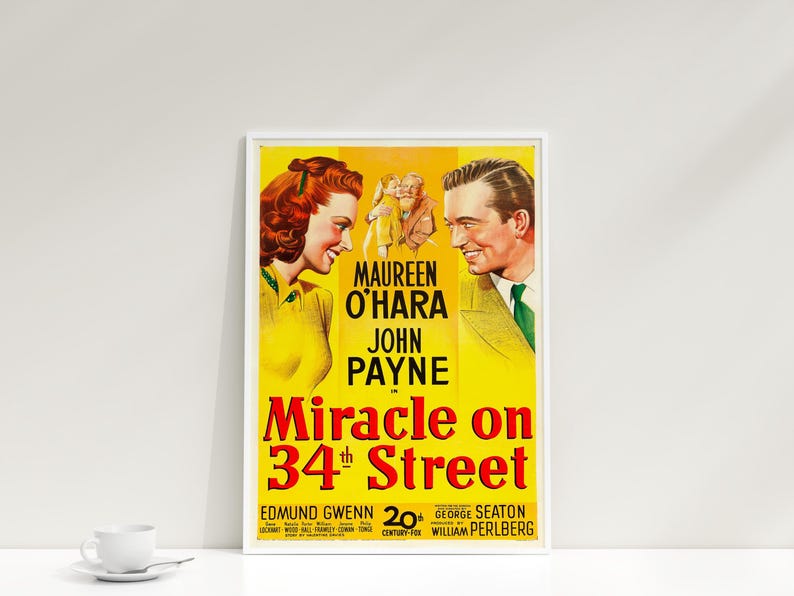 Miracle on 34th Street 1947 Movie Poster Canvas Framed Print,wall Art