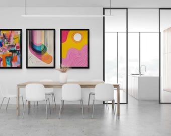 Modern Abstract Art Print: Colorful Home Decor Canvas