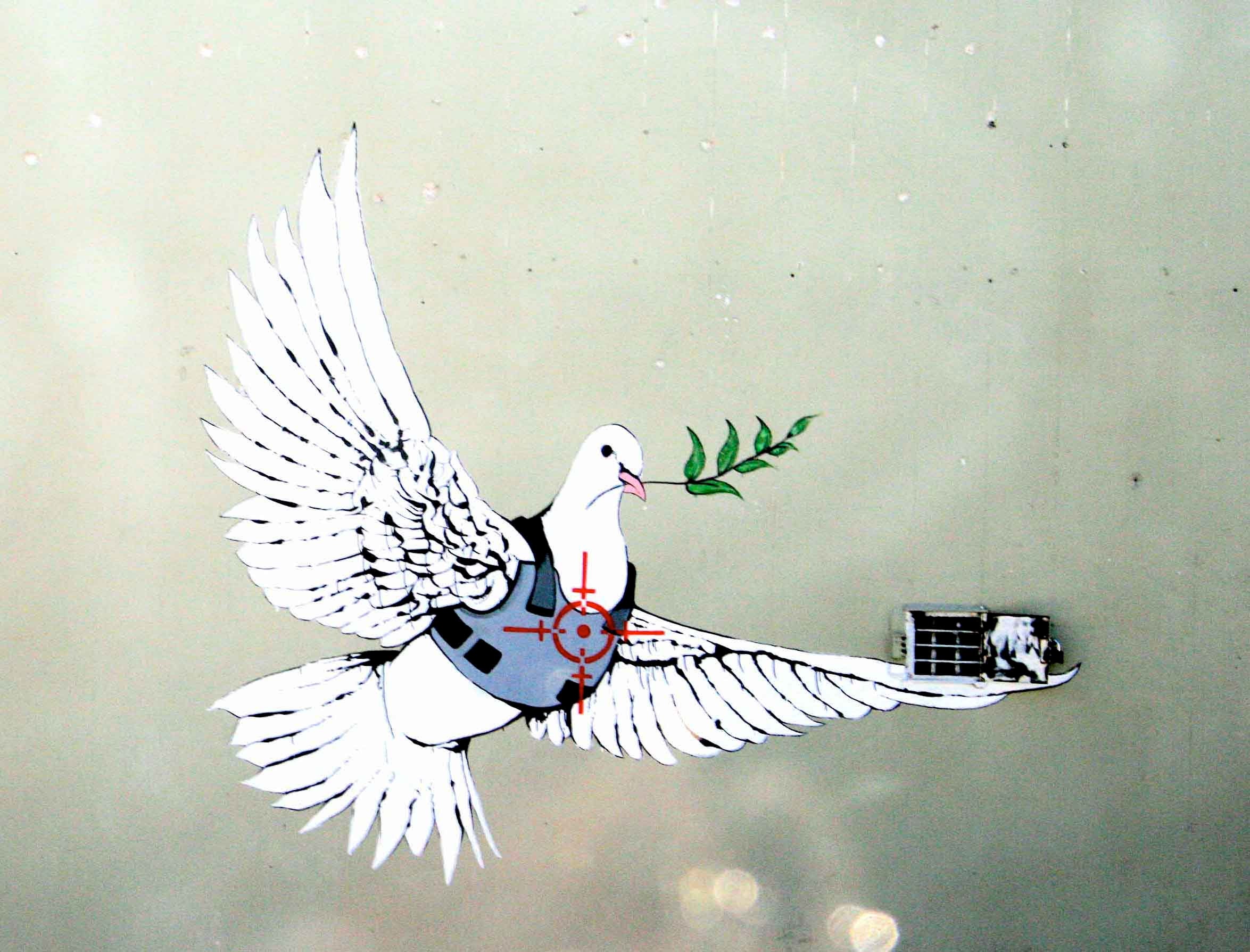 Banksy Peace Dove With Bullet Vest Poster Print Available Etsy