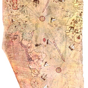 The Piri Reis Map is a World Map Compiled Canvas Decor Art Available in Many Sizes image 2