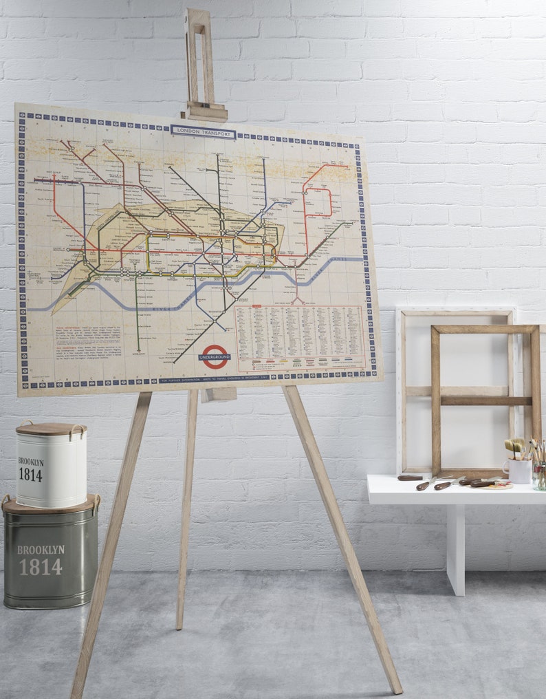 Retro London Underground Tube Map Canvas Decor Etsy Australia