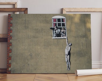 Banksy Canvas Wall Art- Banksy Cheating Wife, Banksy Well Hung Lover " Canvas Decor " - Banksy Street Art in Various Sizes
