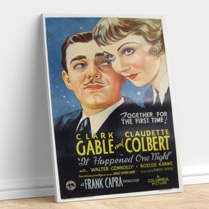 It Happened One Night 1934 Retro Movie  &quot; Canvas Art Decor &quot; Available in Many Sizes