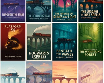 Magical Train Wall Art Prints | Minimalist Fantasy Travel Posters | Framed & Unframed Options