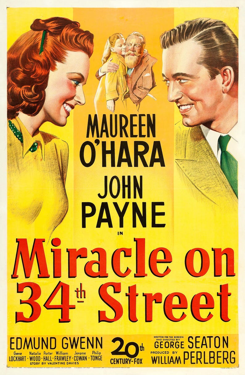 Miracle on 34th Street 1947 Movie Poster Canvas Framed Print,wall Art