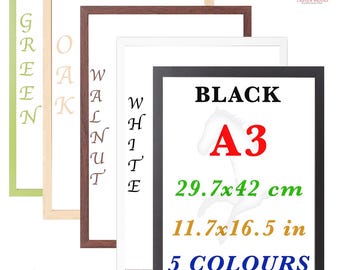 Marco para fotos y pósteres A3: negro, blanco, nogal, roble y verde. Fabricado en el Reino Unido.