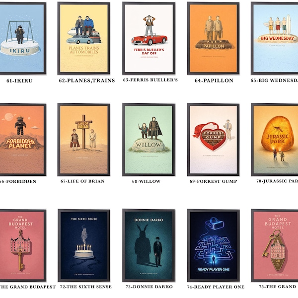 Minimal Cinema Wall Art Prints | Minimalist Movie Posters (Frame Not Included)