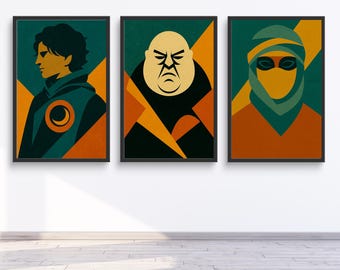 Dune (Movie) Inspired Minimalist Art | Mid-Century Modern & Art-Deco Style | Prints / Canvas | Single or Set