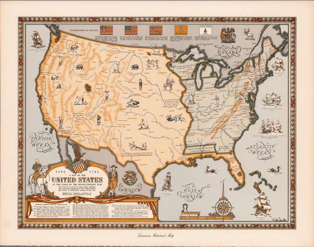 Revolutionary War Era Map Print | United States History Wall Art - Etsy