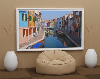 Burano Venice Canal Print: Colorful Italian Art, Ready to Hang Canvas