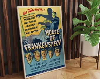House of Frankenstein 1944  - Classic Horror Movie Canvas Art - Available in Many Sizes