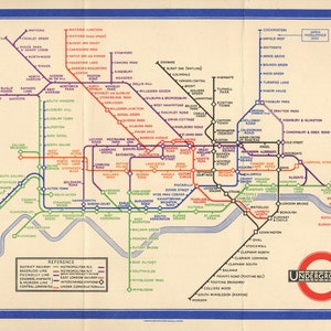 Retro London Subway Map (1933) Poster Print Available in Many Sizes - FRAMED or UNFRAMED Available