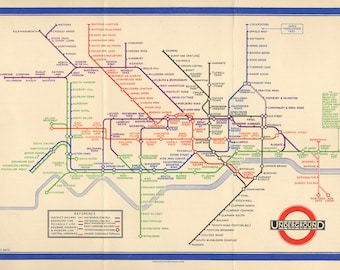 Retro London U-Bahn Karte (1933) Poster Druck
