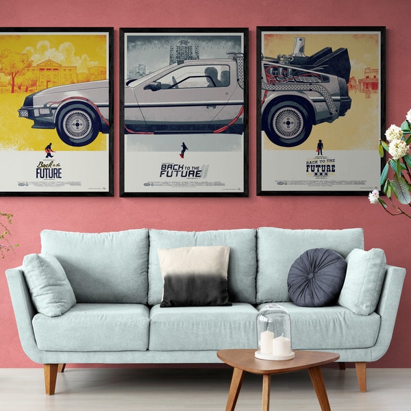Back to the Future Movie Poster Print - Set of 3 or Each Movies Separately - Various Sizes, FRAMED or UNFRAMED Available