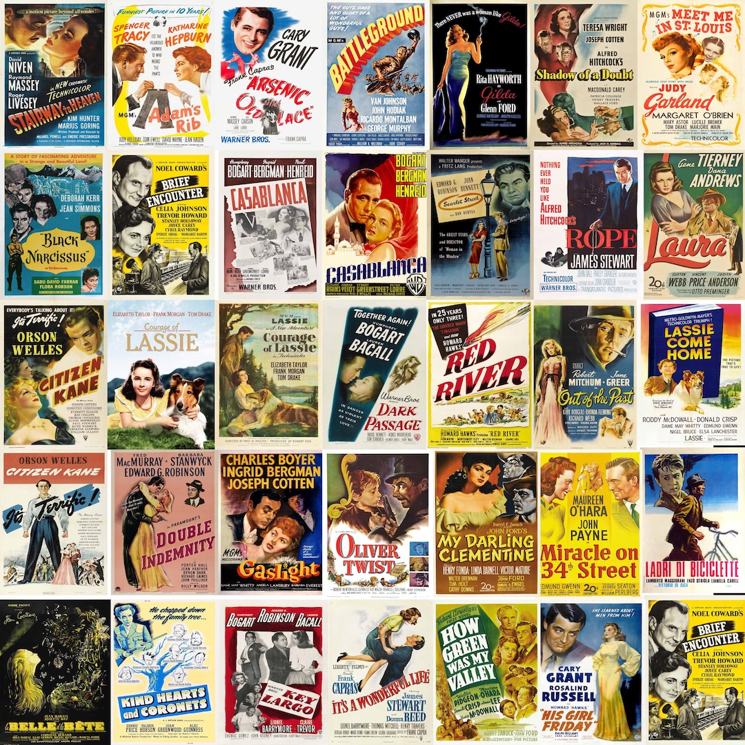 Vintage 1940s Classic Movie Posters Retro Art In Multiple Sizes 01