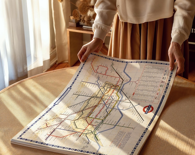 Retro London Subway Map Poster Print Available in Many Sizes - FRAMED or UNFRAMED Available