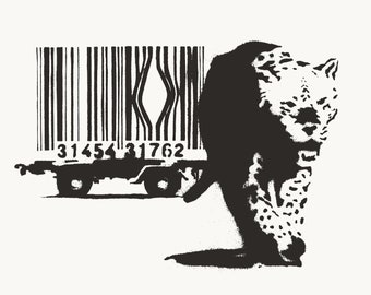 Banksy Leopard Barcode Art Poster Print Available in Many Sizes, FRAMED or UNFRAMED Available