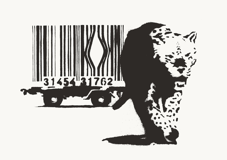 Banksy Leopard Barcode Art Poster Print Available in Many Sizes, FRAMED or UNFRAMED Available image 1