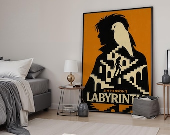 Labyrinth Minimalist Art Movie Poster | Available Framed, Unframed & Ready-to-Hang Canvas