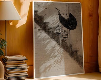 Banksy Baby Carriage Canvas Print: Framed Wall Art