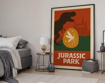Jurassic Dinosaurs Inspired Minimalist Movie Art Poster | Available Framed, Unframed & Ready-to-Hang Canvas 02