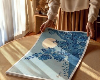 Ohara Koson Poster: Kirschblüte in der Mondnacht