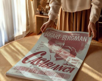 Casablanca 1942 Vintage Retro Poster Available Many Sizes, FRAMED or UNFRAMED Available