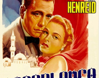 Casablanca 1942 Retro Movie Poster Available Many Sizes, FRAMED or UNFRAMED Available