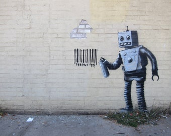 Banksy Coney Island Robot, Poster Print Available in Many Sizes, FRAMED or UNFRAMED Available