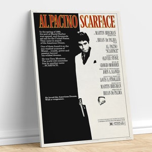 Scarface 1983 Película de culto &quot; Canvas Art Decor &quot; Disponible en muchos tamaños