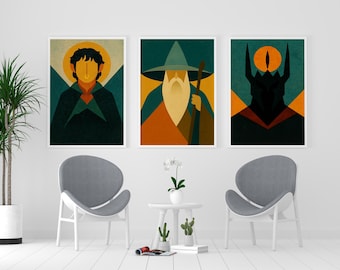 Arte de El Señor de los Anillos: Conjunto de láminas minimalistas de mediados de siglo