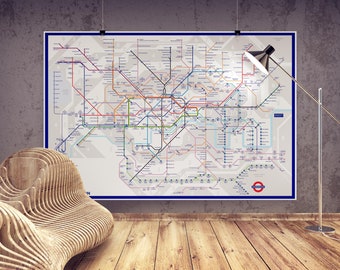 London Map With Elizabeth Line Poster - Framed Poster - Canvas Wall Art -  Recent Map in Various Sizes
