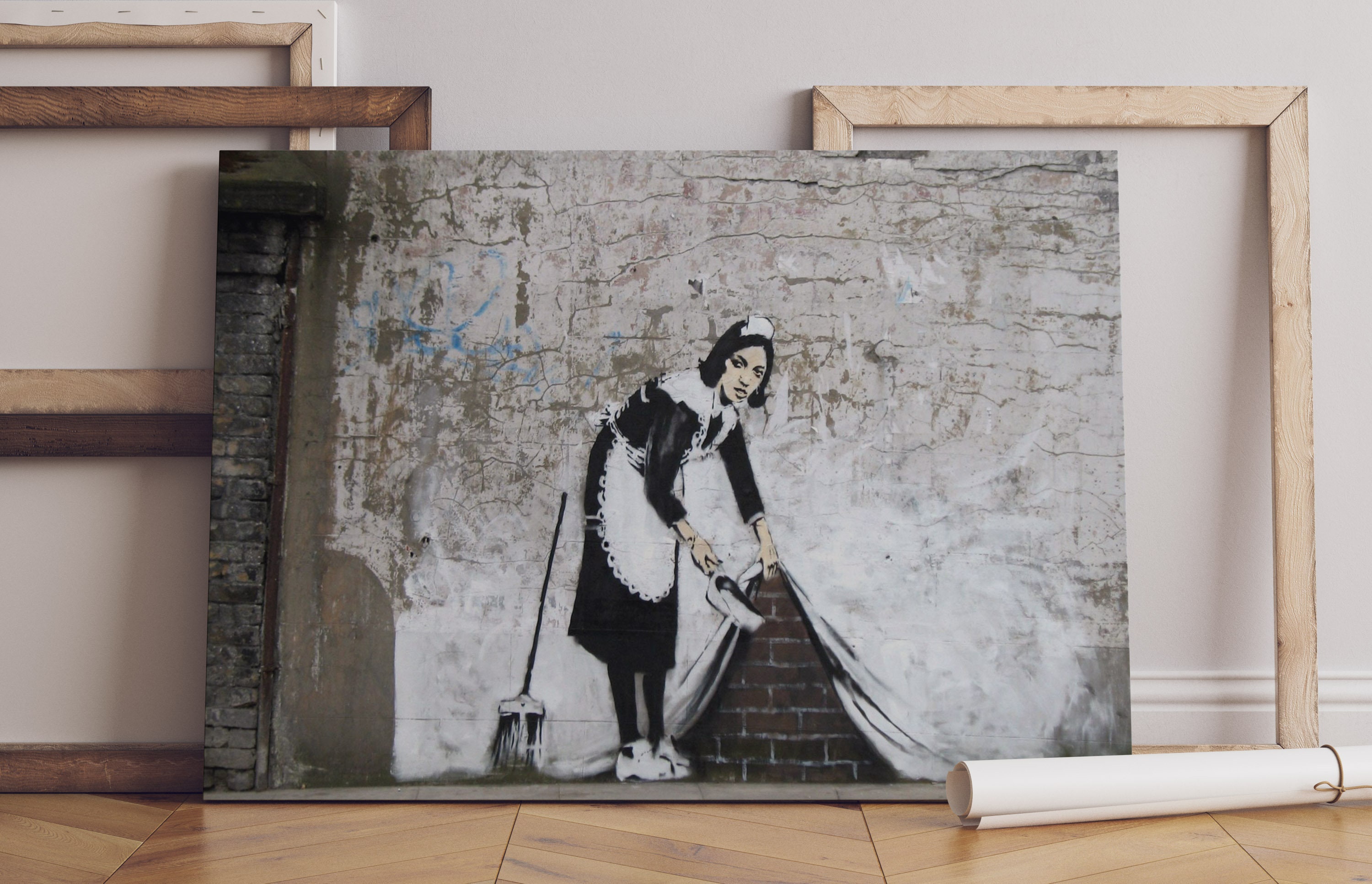Banksy Street Art - Cleaning Maid Poster, Plakat