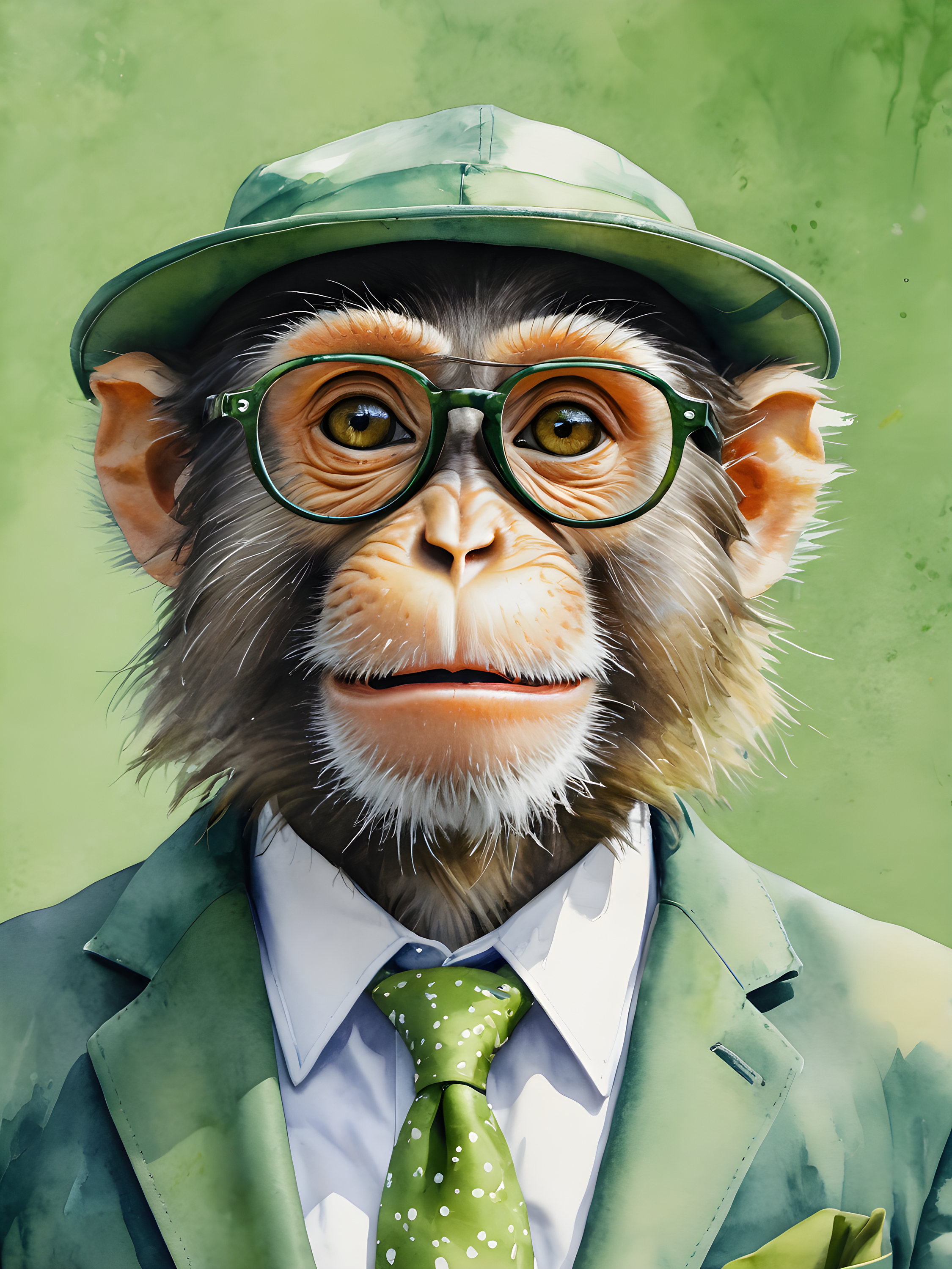 Monkey in Suit Art Print: Whimsical Animal Wall Art - Etsy