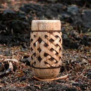 Wooden Celtic Design Cup by Norse Empire (12oz)- Coffee And Teacup, Best For Wedding parties, Christmas Gift | Handcrafted, Drinking cup.