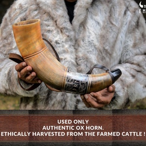 Viking Blowing Horn with Horn Whistle - Handcrafted Ox Horn Bugle - Loud Sound - Norse Cosplay, FesHorntivals, Ceremonies Medieval
