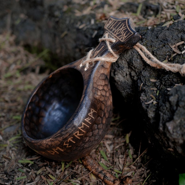 Handcrafted Nordic Wood Kuksa Mug - 12oz Camping & Travel Companion