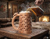 Handmade Viking Tankard | 20oz Wooden Beer Mug With Celtic Art - Etsy
