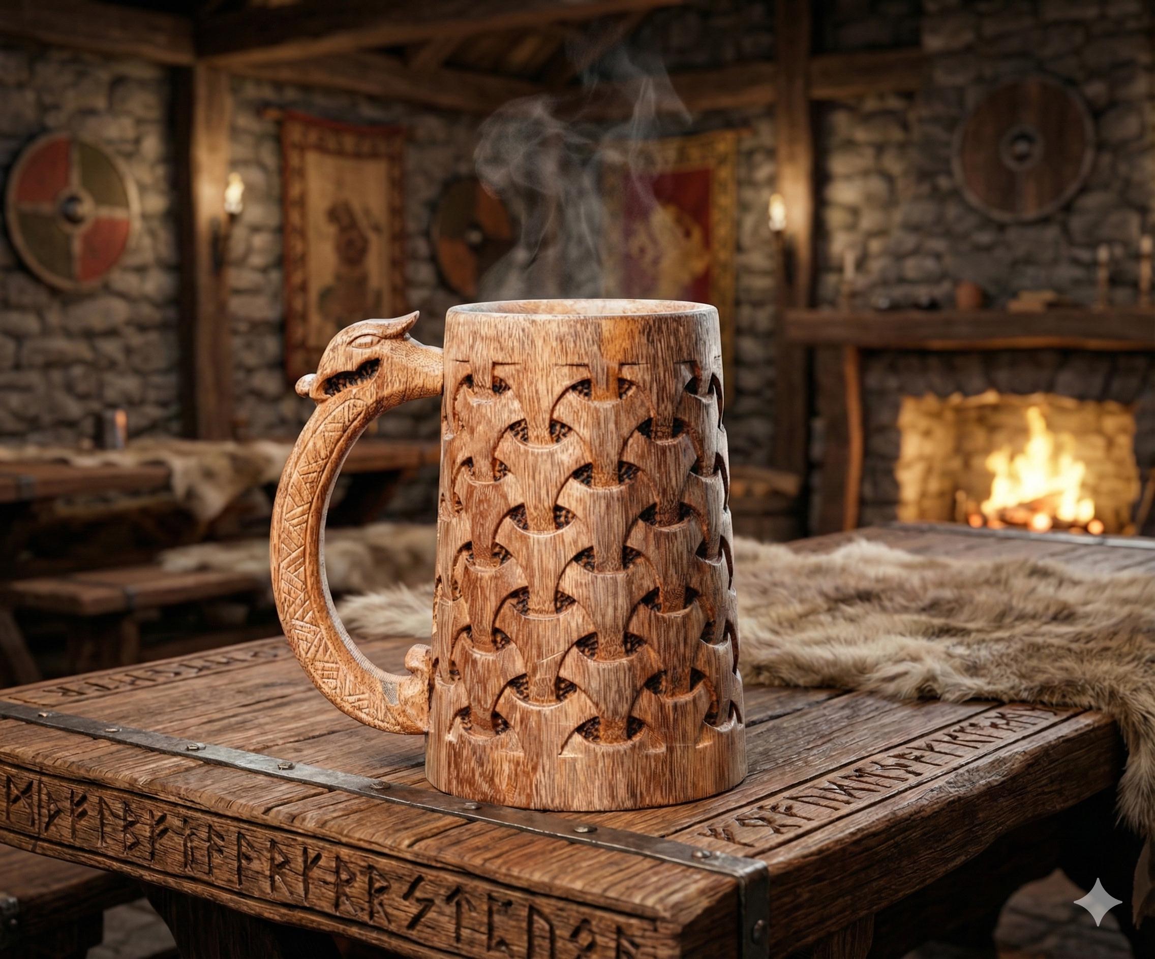 Handmade Viking Tankard | 20oz Wooden Beer Mug With Celtic Art - Etsy