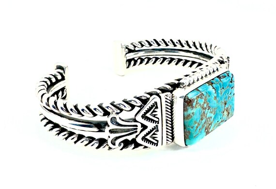 Jaw To The Floor Vintage Native American Navajo Green Turquoise Sterling Silver Bracelet Jaw To The Floor Vintage Native American Navajo Green Turquoise Sterling Silver Bracelet