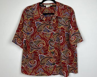 Yoakum Double D Ranch Paisley Button SS Blouse