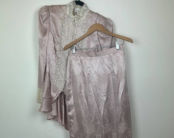 Jessica McClintock Vintage Victorian Silk Skirt/Blouse Set