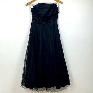Betsey & Adam Tulle Strapless Black Corset Midi Gown