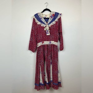 Vintage Susan Freis 1980s Mixed Pattern Dress