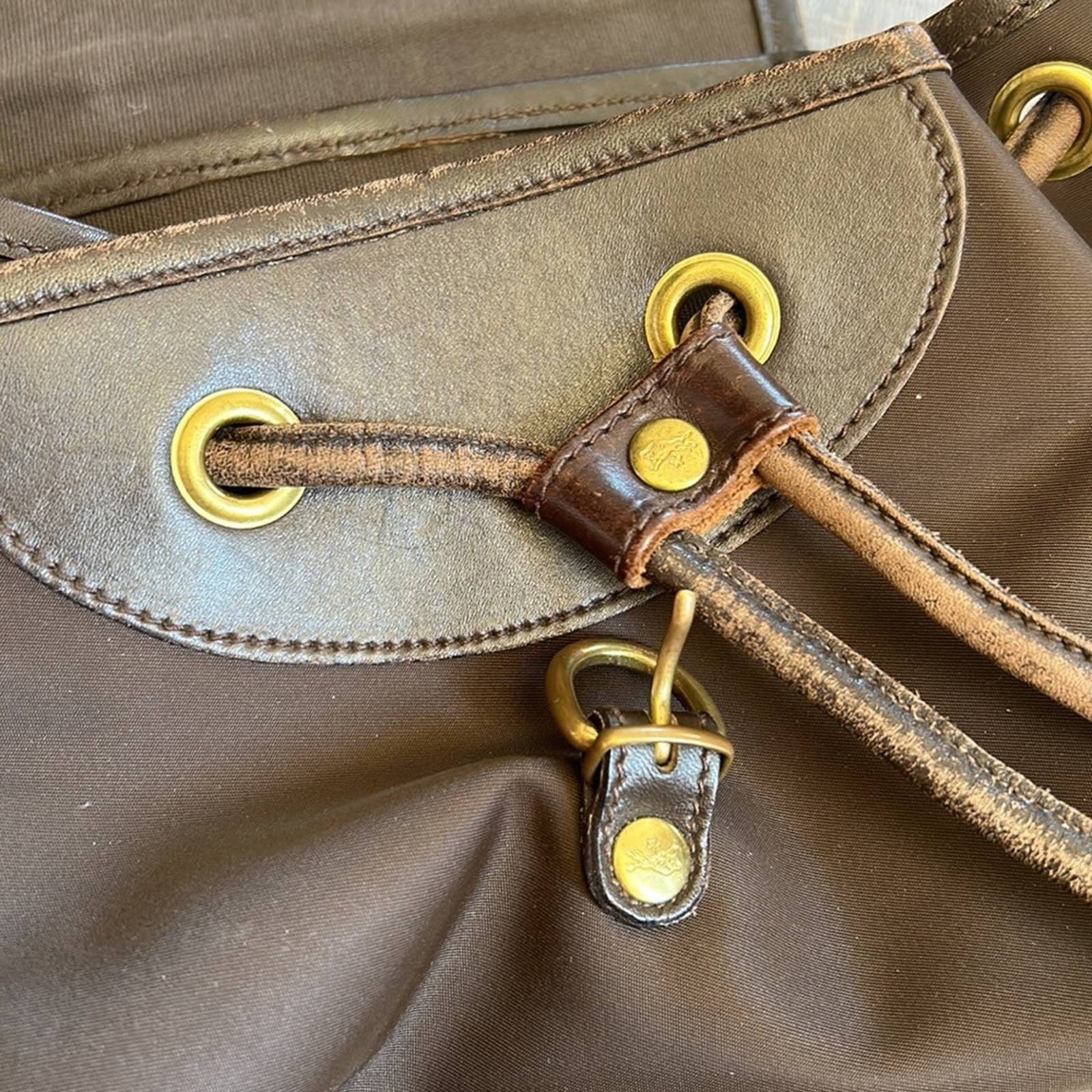 Vintage Il Bisonte Brown Nylon & Leather Backpack - Etsy display picture 3