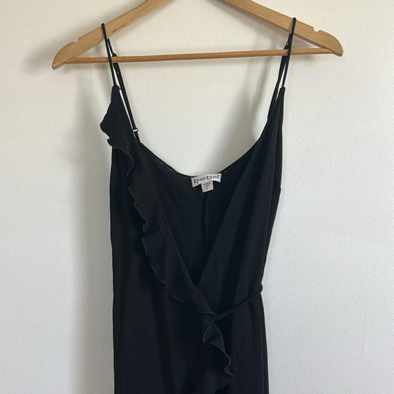 Vintage Bebe 90s/Y2K Black Ruffle Wrap Midi Dress Vintage Bebe 90s/Y2K Black Ruffle Wrap Midi Dress