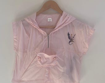 Custo Barcelona 90s Nylon Pink Crop Tank Hoodie