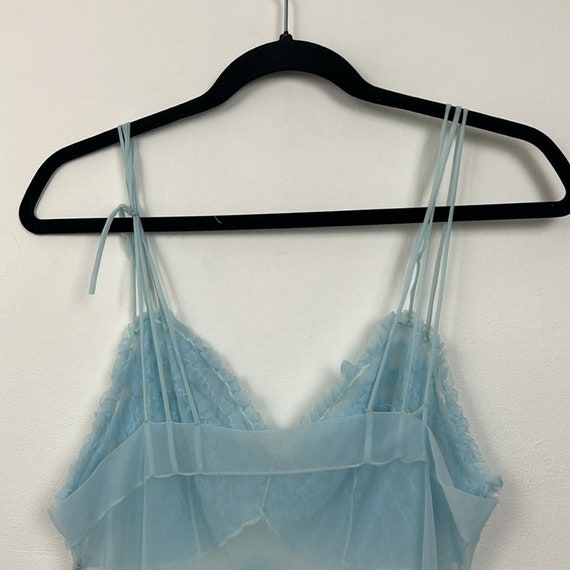 Vintage 50s Nylon Baby Blue Ruffled Slip/Nightgown - image 4