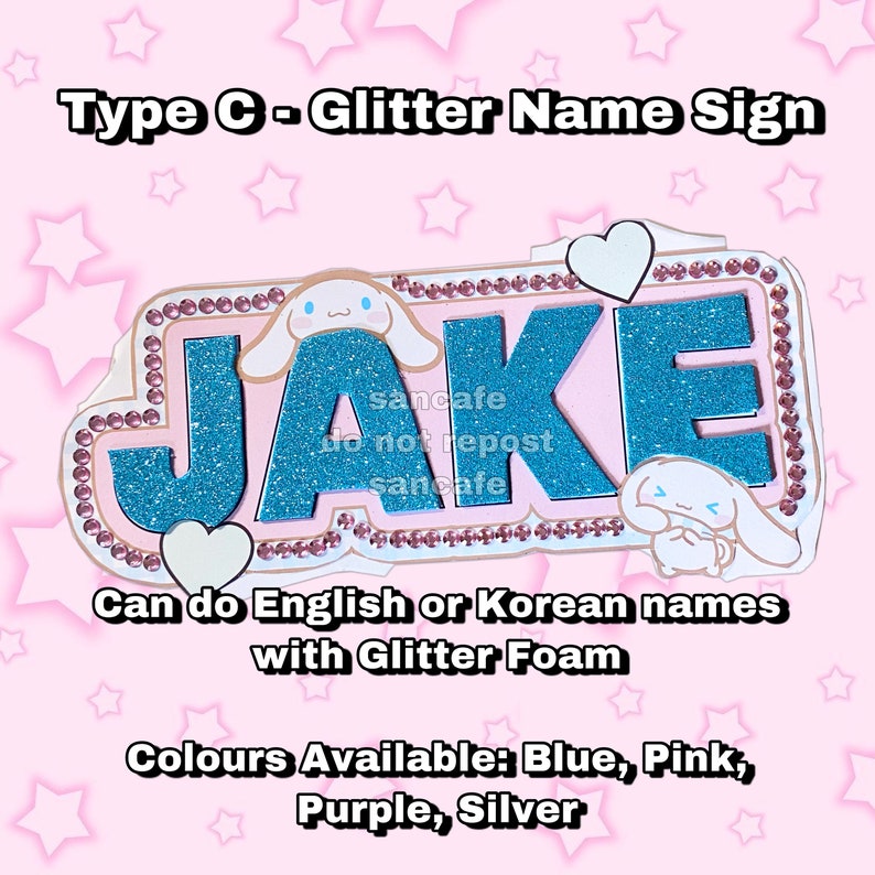 Custom K pop Name Signs banners Glitter reflective Etsy custom-k-pop-name-signs-banners-glitter-reflective-etsy