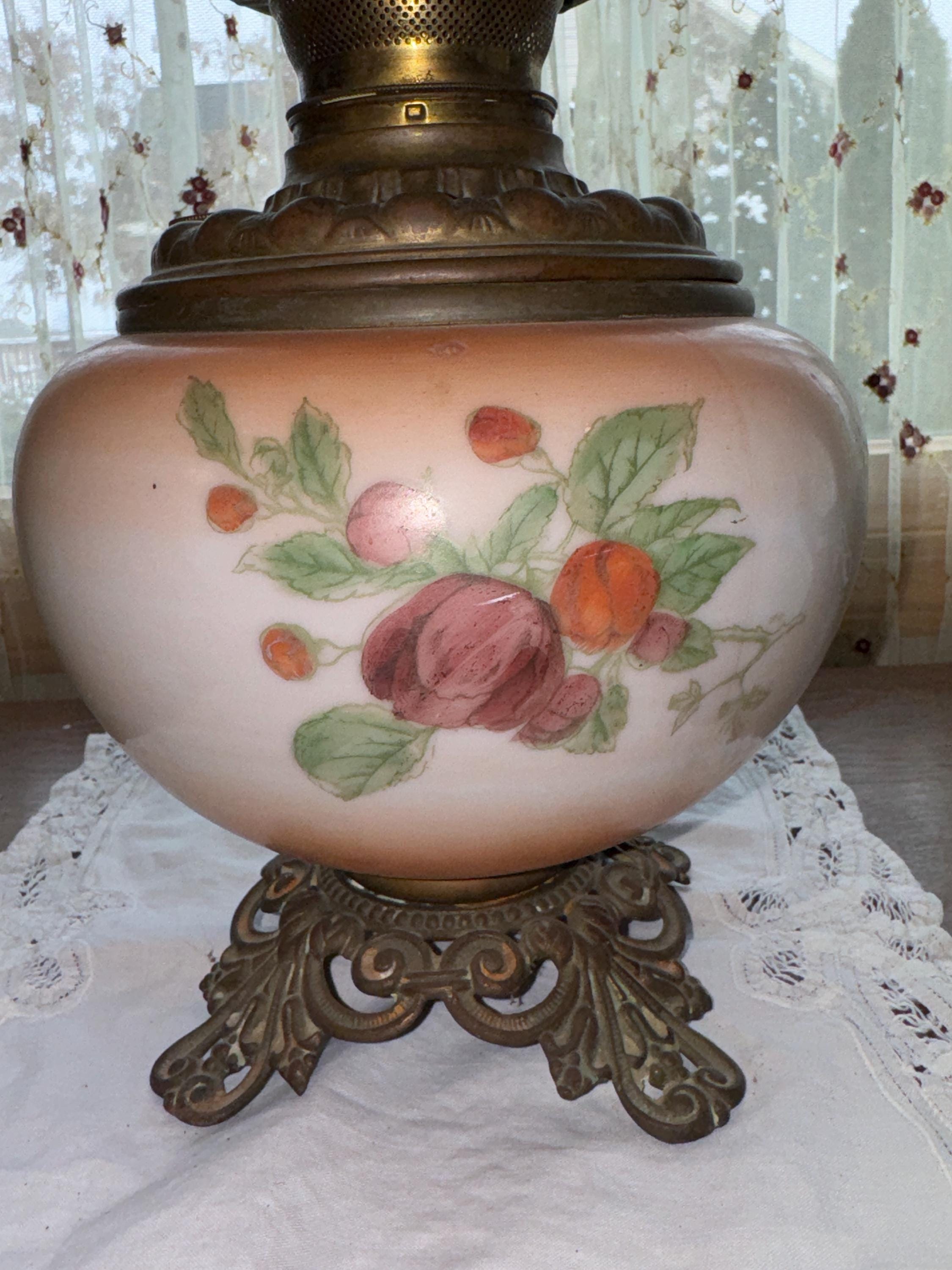 Antique Gone With the Wind Hurricane Lamp Base 1890-1910 Jar